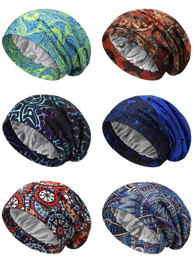 Sintege 6 Pcs Satin Lined Bonnet Sleep Chemo Hat Stretch Cancer Cap for Women Men Cancer Patient African Silk Soft Beanie(Adorable Patterns) - Image 1